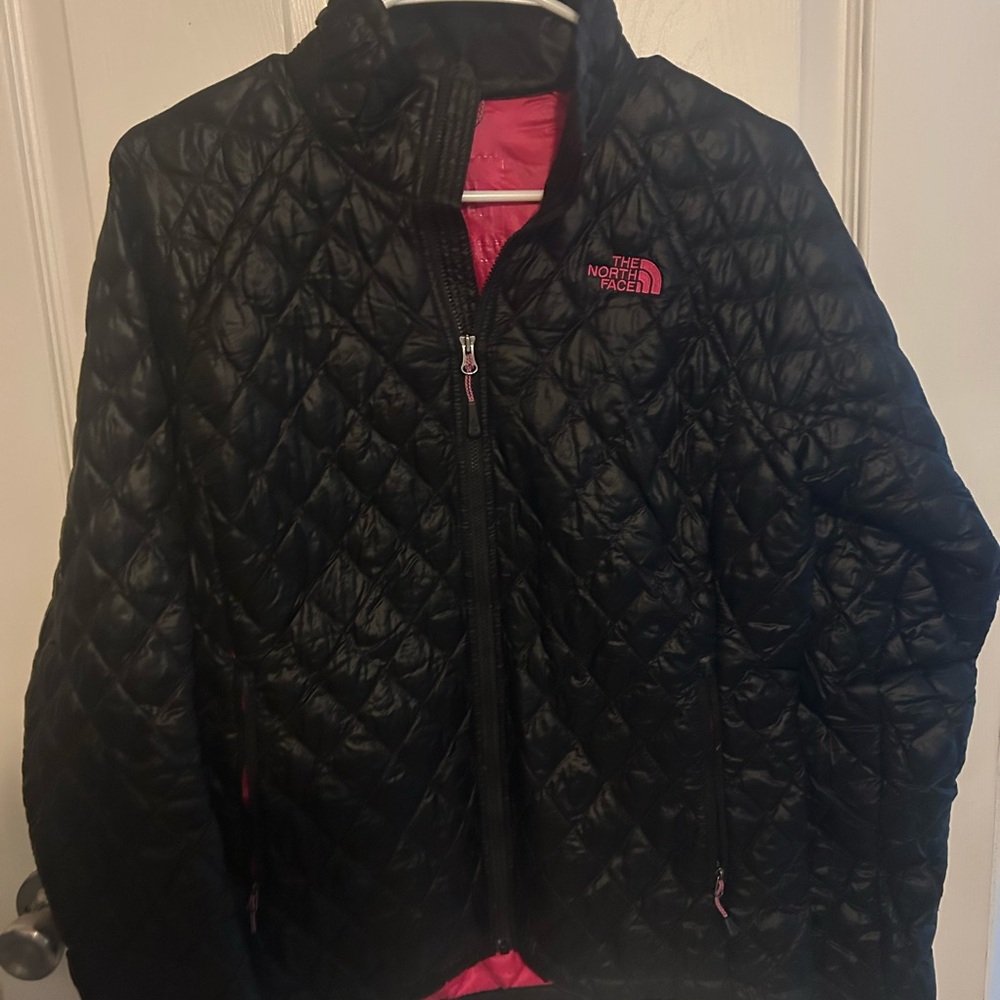 The North Face Black and Pink Quilted Jacket